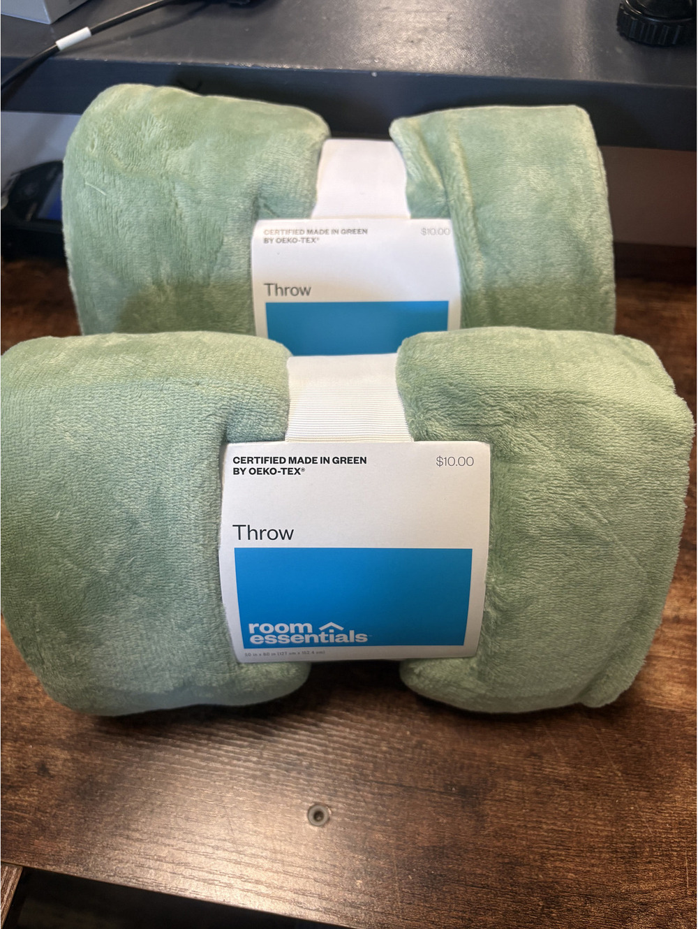 Room Essentials Sage Green Plush Throw Blanket (50" x 60")